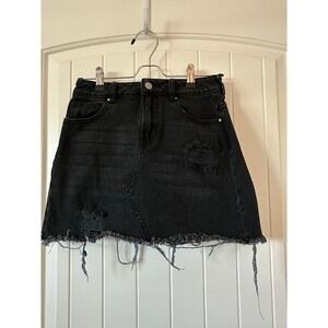 PacSun Distressed Black Mini‎ Jean Skirt Size 24